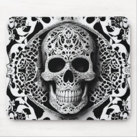 Spooky zwart & wit lachende kant schedel