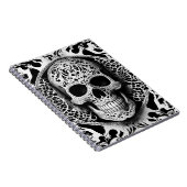 Spooky zwart & wit lachende kant schedel notitieboek (Rechterzijde)