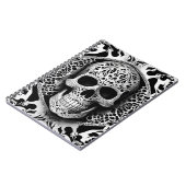 Spooky zwart & wit lachende kant schedel notitieboek (Linkerzijde)