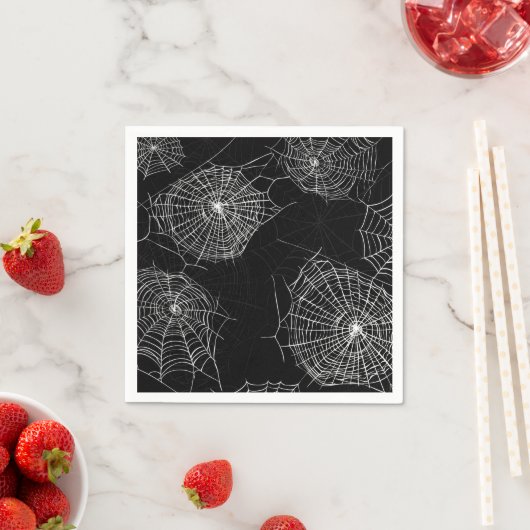 Spooky Zwart & Wit Spiderweb Print Papieren servet (Insitu)