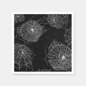 Spooky Zwart & Wit Spiderweb Print Papieren servet (Voorkant)