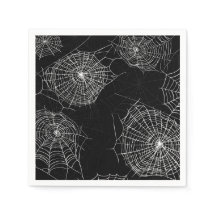 Spooky Zwart & Wit Spiderweb Print Papieren servet