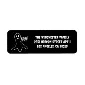 Spooky zwart wit spook leuk Halloween adres Etiket (Voorkant)