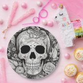 Spooky zwart-witte schedel Halloween Paper Bord (Feest)