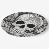 Spooky zwart-witte schedel Halloween Paper Bord (Gekanteld)