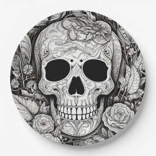 Spooky zwart-witte schedel Halloween Paper Bord