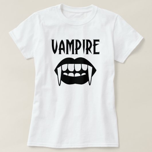 Spooky zwart-witte vampier Halloween T-shirt (Design voorkant)