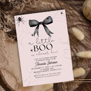 Spooky zwarte boog en spinnen baby shower kaart