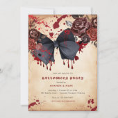 Spooky zwarte boog Halloween Kostuum Uitnodiging (Voorkant)