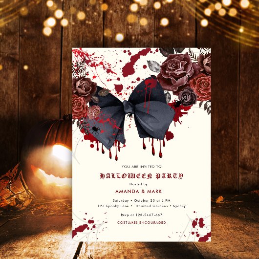 Spooky zwarte boog Halloween Kostuum Uitnodiging