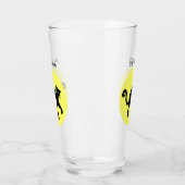 Spooky zwarte kat gebogen terug volledige gele maa glas (Links)