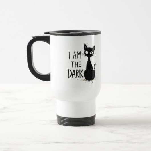 Spooky zwarte kat gotische esthetiek reisbeker (Links)