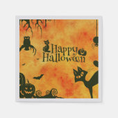 Spooky zwarte kat Halloween papieren servetten (Voorkant)