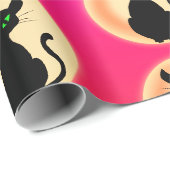 Spooky zwarte kat met groene ogen patroon cadeaupapier (Rol Hoek)