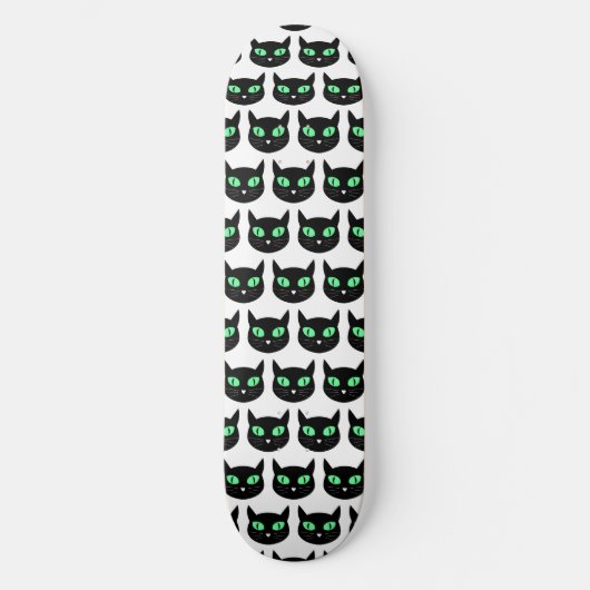 Spooky zwarte kat met groene ogen patroon persoonlijk skateboard (Voorkant)