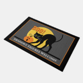 Spooky zwarte kat pompoen Halloween Deurmat (Schuin)