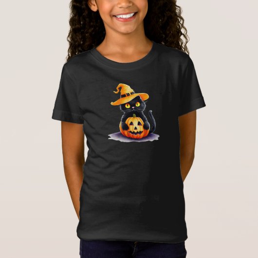 Spookyblack kat Halloween T-shirt (Voorkant)