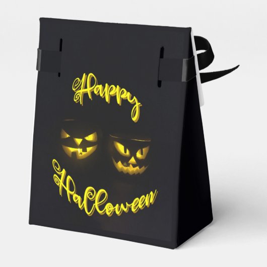 Spookyellows Happy Halloween pumpkin zwart Bedankdoosjes (Achterkant)