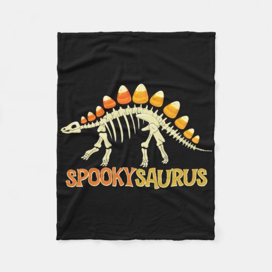 Spookysaurus Candy Corn Dinosaur Skelet Gelukkig H Fleece Deken (Voorkant)