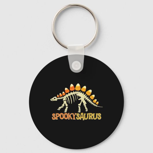 Spookysaurus Candy Corn Dinosaur Skelet Gelukkig H Sleutelhanger (Voorkant)