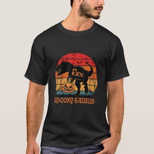 Spookysaurus Rex Dinosaur Halloween Pumpki T-shirt (Voorkant)