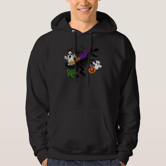 Spookysaurus Rex Dinosaur Skelet Griezelige Geest Hoodie (Voorkant)