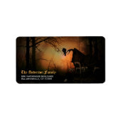Spookzwarte Raaf Halloween Retouradres Etiket (Voorkant)