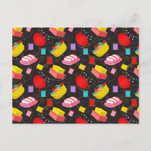 Spools Sewing Threads Pins Blankets Seamstress Briefkaart (Voorkant)