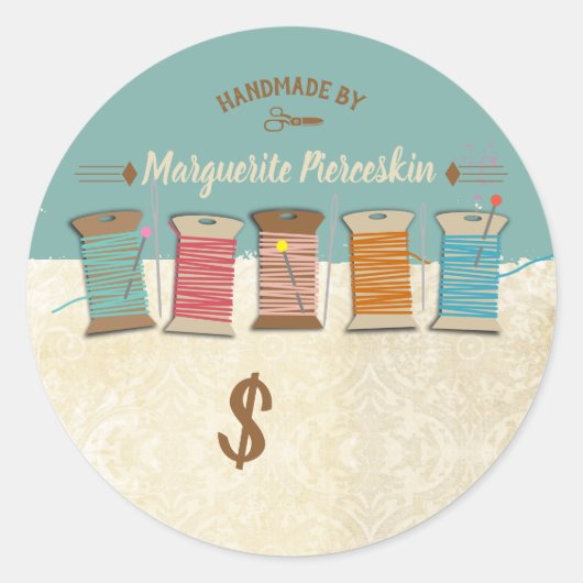 Spools van draad naaien noties naaister ronde sticker (Voorkant)