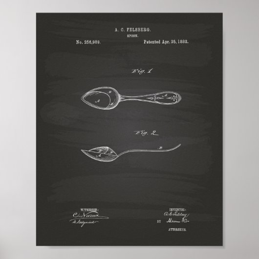 Spoon 1882 Patent Art - Chalkboard Poster (Voorkant)