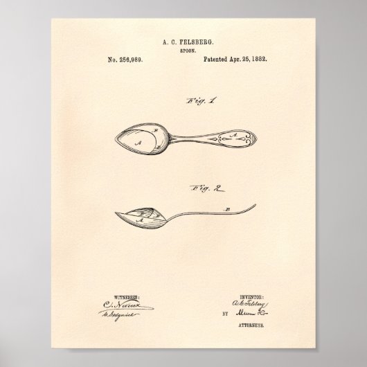 Spoon 1882 Patent Art - Old Peper Poster (Voorkant)