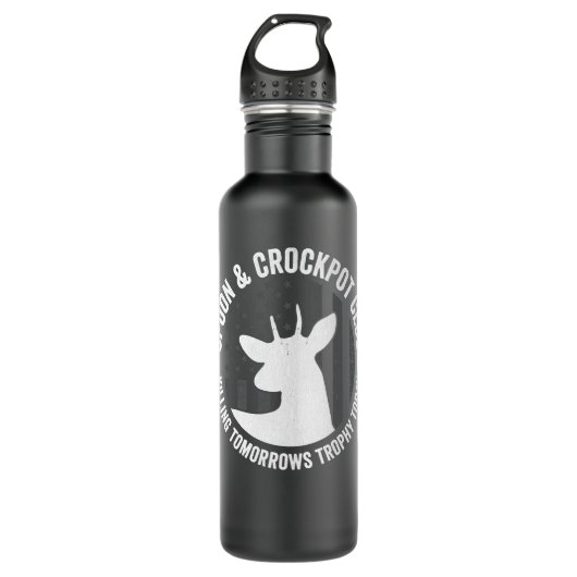 Spoon And Crockpot Club Funny Deer Hunting Waterfles (Voorkant)