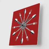 Spoon and Fork Kitchen Wall Clock Vierkante Klok (Hoek)