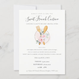 Spoon Fork Floral Bakery Cooking Class Invite Bedankkaart