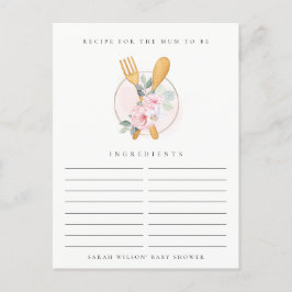 Spoon Fork Floral Recipe Request Baby shower Briefkaart