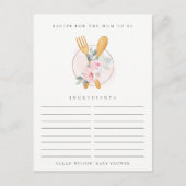Spoon Fork Floral Recipe Request Baby shower Briefkaart (Voorkant)