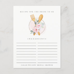 Spoon Fork Floral Recipe Request Vrijgezellenfeest Briefkaart