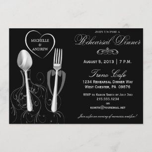 Spoon & Fork Wedding Rehearsal Dinner Invitations Kaart