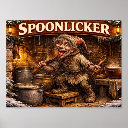 Spoon Licker Icelandic Yule Lad postcard  Poster (Voorkant)