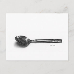 Spoon pencil drawing postcard briefkaart