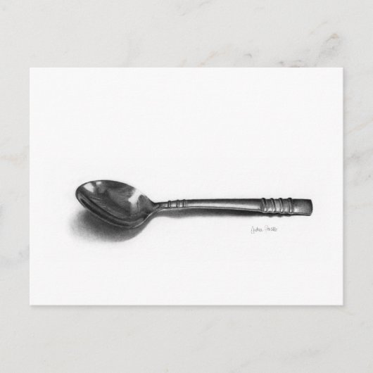 Spoon pencil drawing postcard briefkaart (Voorkant)