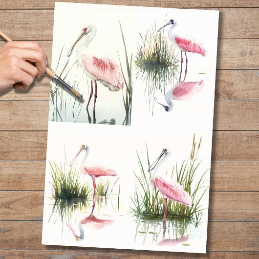 Spoonbill Collage 2 Decoupage Papier