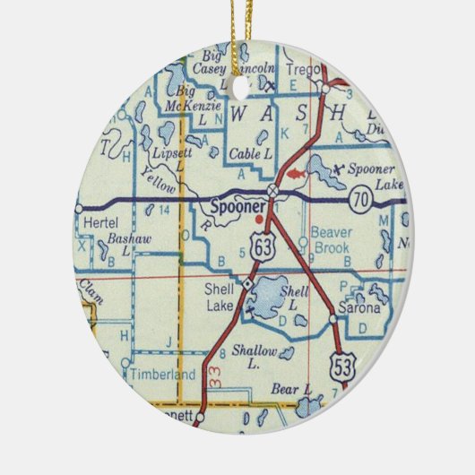 Spooner WI-kaart Keramisch Ornament (Links)