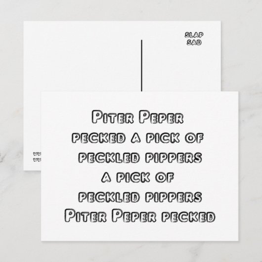 Spoonerized Tongue Twisters beroemd gemaakt door P Briefkaart (Voorkant / Achterkant)