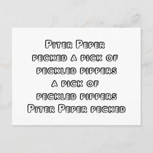 Spoonerized Tongue Twisters beroemd gemaakt door P Briefkaart (Voorkant)