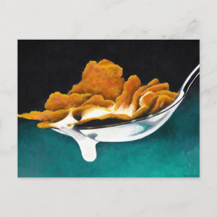 Spoonful of Cereal and Milk Painting Post Card Briefkaart
