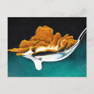 Spoonful of Cereal and Milk Painting Post Card Briefkaart