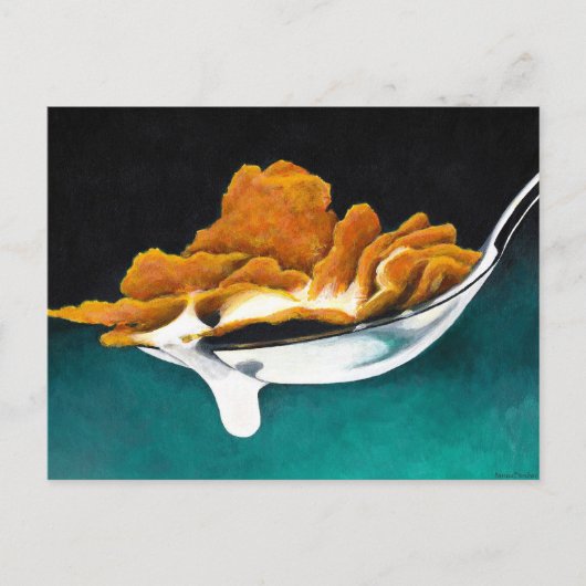 Spoonful of Cereal and Milk Painting Post Card Briefkaart (Voorkant)