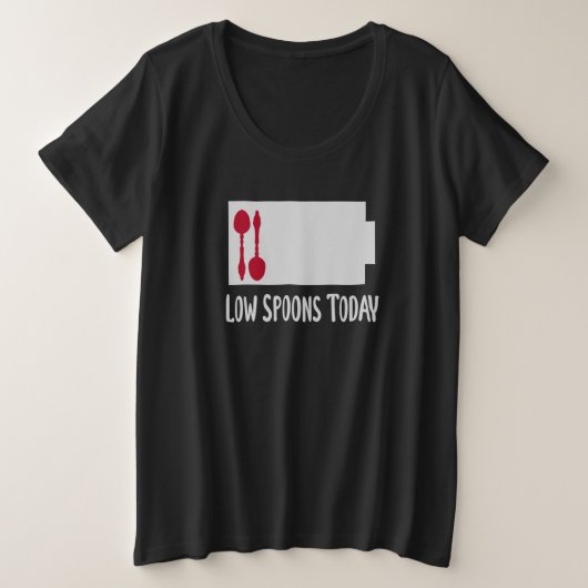Spoonie Batterijmeter - Lage Spoons tegenwoordig S Grote Maat T-shirt (Design voorkant)