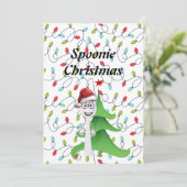 Spoonie Kerstverlichting Feestdagenkaart (Staand voorkant)